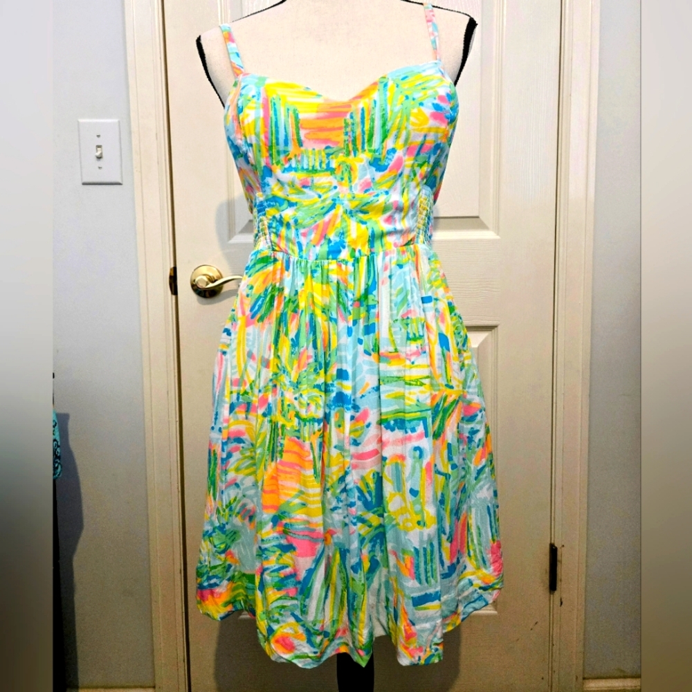 LILLY PULITZER Christine Sea Salt & Sun Dress Size 8.  EUC $65